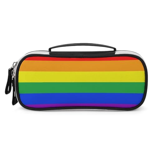 JiuPopular Tragbare Kosmetiktasche/Stifttasche, Regenbogenflagge, Schreibwaren-Tasche als Federmäppchen für Büro und Schule, Geschäftsreise oder kleine Werkzeugbox, Make-up-Tasche für Mädchen von JiuPopular