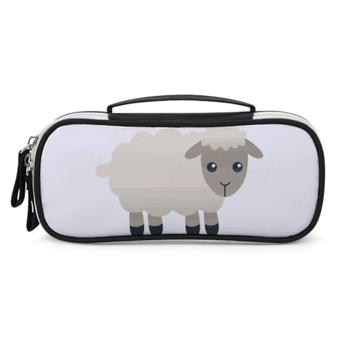 JiuPopular Tragbare Kosmetiktasche/Stifttasche, Schaf-Schreibwaren-Tasche als Federmäppchen für Büro und Schule, Geschäftsreise oder kleine Werkzeugbox, Make-up-Tasche für Mädchen von JiuPopular