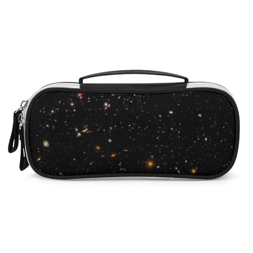 JiuPopular Tragbare Kosmetiktasche/Stifttasche, Sternenhimmel, schwarz, glitzernd, Schreibwaren-Tasche verwendet als Federmäppchen für Büro und Schule, Geschäftsreise oder kleine Werkzeugbox von JiuPopular