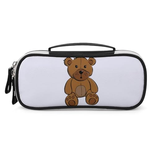 JiuPopular Tragbare Kosmetiktasche/Stifttasche, Teddybär-Schreibwaren-Tasche als Federmäppchen für Büro und Schule, Geschäftsreise oder kleine Werkzeugbox, Make-up-Tasche für Mädchen von JiuPopular