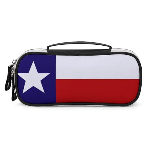 JiuPopular Tragbare Kosmetiktasche/Stifttasche, Texas-Flagge, Schreibwaren-Tasche als Federmäppchen für Büro und Schule, Geschäftsreise oder kleine Werkzeugbox, Make-up-Tasche für Mädchen von JiuPopular