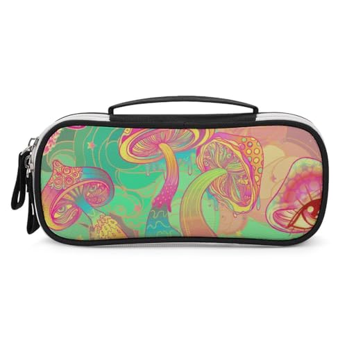 JiuPopular Tragbare Kosmetiktasche/Stifttasche, Trippy-Pilz-Schreibwaren-Tasche als Federmäppchen für Büro und Schule, Geschäftsreise oder kleine Werkzeugbox, Make-up-Tasche für Mädchen von JiuPopular