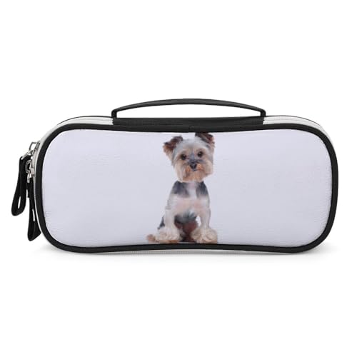 JiuPopular Tragbare Kosmetiktasche/Stifttasche, Yorkshire TerrierSchreibwaren-Tasche als Federmäppchen für Büro und Schule, Geschäftsreise oder kleine Werkzeugbox, Make-up-Tasche für Mädchen von JiuPopular