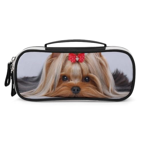 JiuPopular Tragbare Kosmetiktasche/Stifttasche, Yorkshire TerrierSchreibwaren-Tasche als Federmäppchen für Büro und Schule, Geschäftsreise oder kleine Werkzeugbox, Make-up-Tasche für Mädchen von JiuPopular