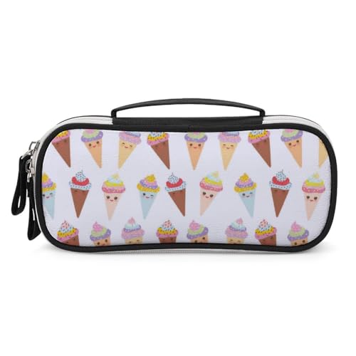 JiuPopular Tragbare Kosmetiktasche/Stifttasche, buntes Eiscreme-Schreibwarenetui als Federmäppchen für Büro und Schule, Geschäftsreise oder kleine Werkzeugbox, Make-up-Tasche für Mädchen von JiuPopular