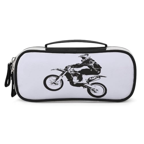 JiuPopular Tragbare Kosmetiktasche/Stifttasche, modische MotocrossSchreibwaren-Tasche als Federmäppchen für Büro und Schule, Geschäftsreise oder kleine Werkzeugbox, Make-up-Tasche für Mädchen von JiuPopular