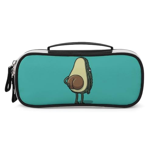 JiuPopular Tragbare Kosmetiktasche/Stifttasche, niedliche Avocado-Anime-Schreibwaren-Tasche als Federmäppchen für Büro und Schule, Geschäftsreise oder kleine Werkzeugbox, Make-up-Tasche für Mädchen von JiuPopular