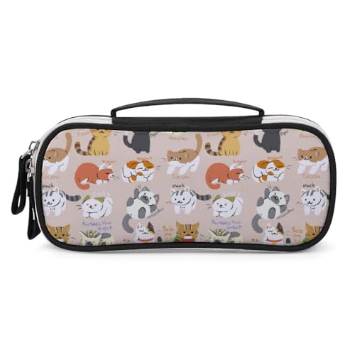 JiuPopular Tragbare Kosmetiktasche/Stifttasche, niedliche CatStationery Tasche verwendet als Federmäppchen für Büro und Schule, Geschäftsreise oder kleine Werkzeugbox, Mädchen Make-up-Tasche von JiuPopular