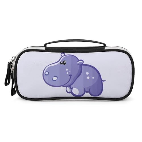 JiuPopular Tragbare Kosmetiktasche/Stifttasche, niedliches HippoSchreibwaren-Tasche, verwendet als Federmäppchen für Büro und Schule, Geschäftsreise oder kleine Werkzeugbox, Make-up-Tasche für Mädchen von JiuPopular