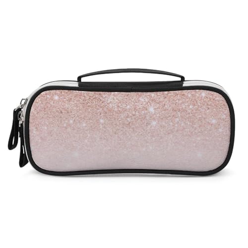JiuPopular Tragbare Kosmetiktasche/Stifttasche, rotgoldener Kunstglitzer, Schreibwaren-Tasche als Federmäppchen für Büro und Schule, Geschäftsreise oder kleine Werkzeugbox, Make-up-Tasche für Mädchen von JiuPopular