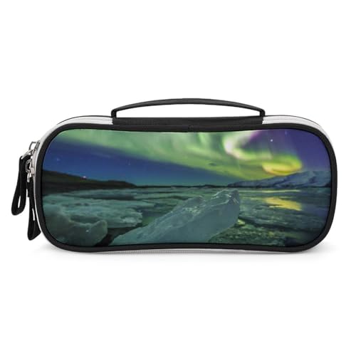 JiuPopular Tragbare Kosmetiktasche/Stifttasche, schöne NordlichterSchreibwaren-Tasche als Federmäppchen für Büro und Schule, Geschäftsreise oder kleine Werkzeugbox, Make-up-Tasche für Mädchen von JiuPopular