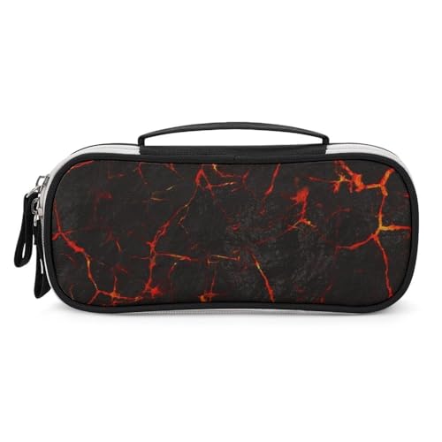 JiuPopular Tragbare Kosmetiktasche/Stifttasche, vulkanische Lava-CrackSchreibwaren-Tasche als Federmäppchen für Büro und Schule, Geschäftsreise oder kleine Werkzeugbox, Make-up-Tasche für Mädchen von JiuPopular
