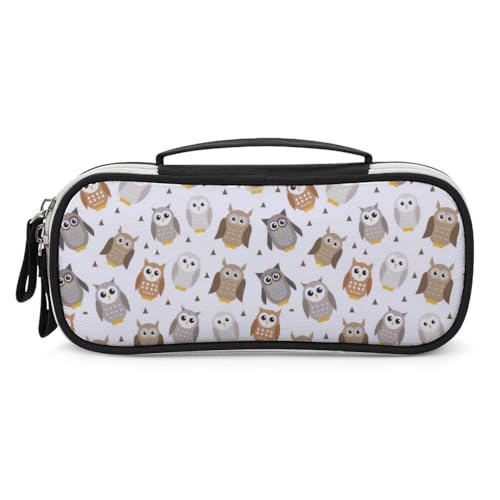 JiuPopular Tragbare Kosmetiktasche aus PU, Eulenmuster, Schreibwaren-Tasche als Federmäppchen für Büro und Schule, Geschäftsreise oder kleine Werkzeugbox, Make-up-Tasche für Mädchen von JiuPopular