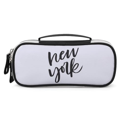 JiuPopular Tragbare Kosmetiktasche aus PU, New YorkSchreibwaren-Tasche als Federmäppchen für Büro und Schule, Geschäftsreise oder kleine Werkzeugbox, Make-up-Tasche für Mädchen von JiuPopular