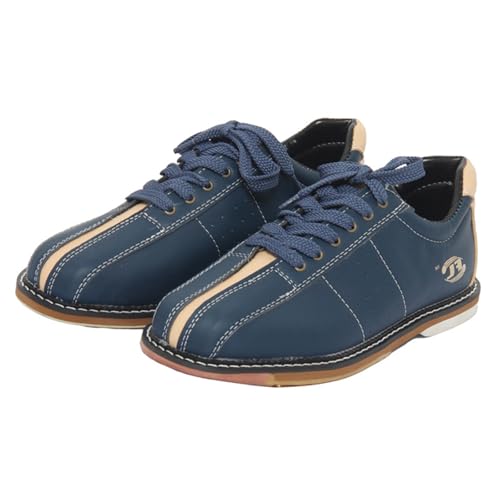JiuQing Bowlingschuhe Für Herren Damen Bowling-Trainingsschuhe Mit Gleitsohle Leicht Mit Schnürung,Blau,39 EU von JiuQing