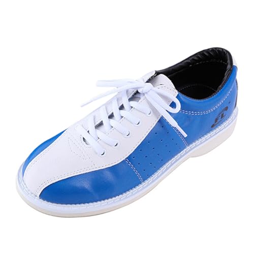 JiuQing Bowlingschuhe Herren Damen Anfänger Mikrofaser Gleitsohle Indoor-Bowling-Trainingsschuhe,Blau,34 EU von JiuQing