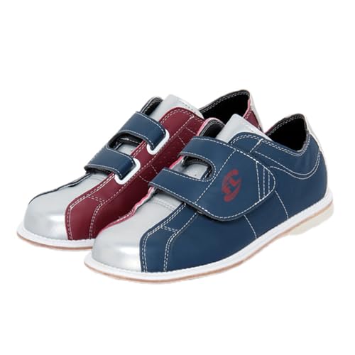 JiuQing Bowlingschuhe Herren Damen Kinder Bowling-Trainingsschuhe Für Anfänger Wildleder Gleitsohle Schnürschuh Slip-On-Sportschuhe,Blue b,35 EU von JiuQing
