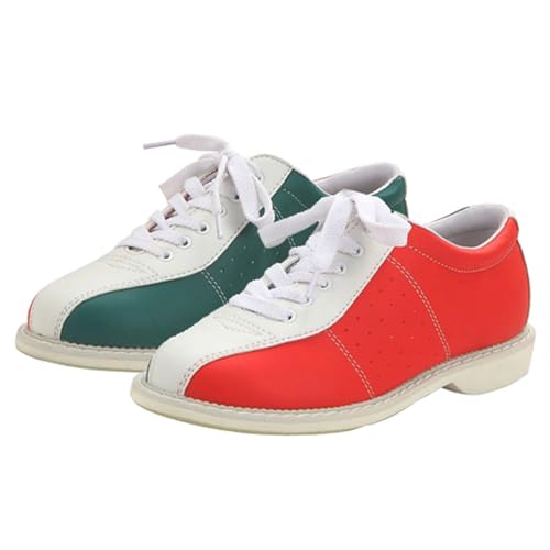 JiuQing Bowlingschuhe Herren Damen Mikrofaser Gleitsohle Für Anfänger Bowling-Trainingsschuhe,Rot,42 EU von JiuQing