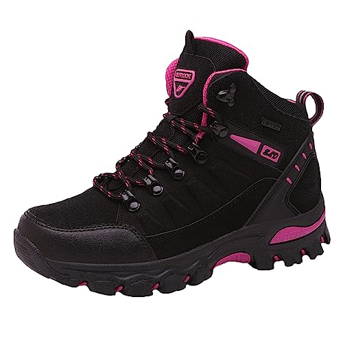 JiuQing Damen-Wanderstiefel wasserdichte Trekking- Und Wanderschuhe Für Rucksacktouren Camping Spaziergänge Im Freien,Schwarz,37 EU von JiuQing
