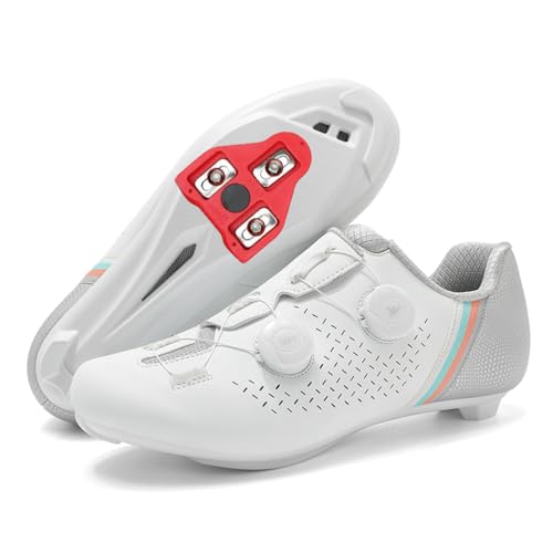 JiuQing Fahrradschuhe Herren Damen Rennradschuhe Kompatibel Mit Peloton SPD-Reitschuhen Mit Delta Cleats,Grau,43 EU von JiuQing