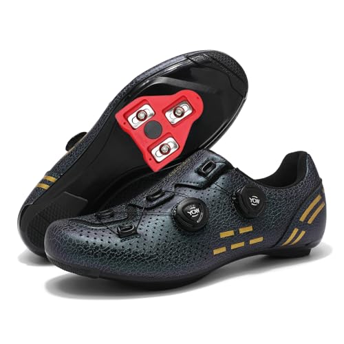 JiuQing Fahrradschuhe Unisex Kompatibel Mit Peloton Road Indoor-Bike-Schuhen Verstellbarer Verschluss Mit Delta Cleats,Grün,37 EU von JiuQing
