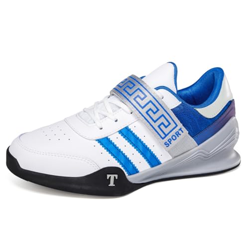 JiuQing Gewichtheberschuhe Herren Cross-Training Gym Schuhe Flach Anti-Rutsch Für Squat Powerlifting,Blau,43 EU von JiuQing