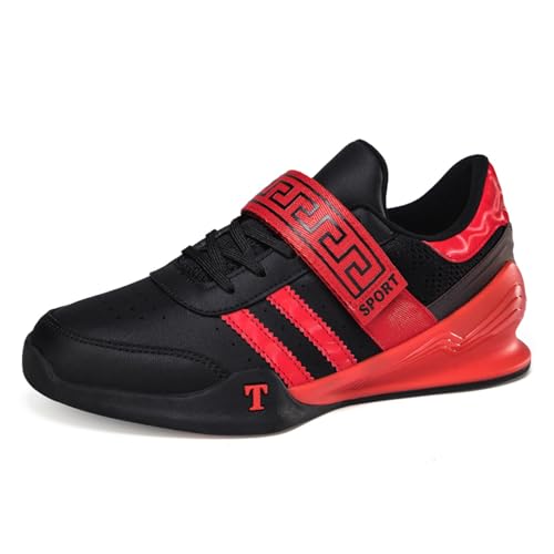 JiuQing Gewichtheberschuhe Herren Cross-Training Gym Schuhe Flach Anti-Rutsch Für Squat Powerlifting,Rot,42 EU von JiuQing