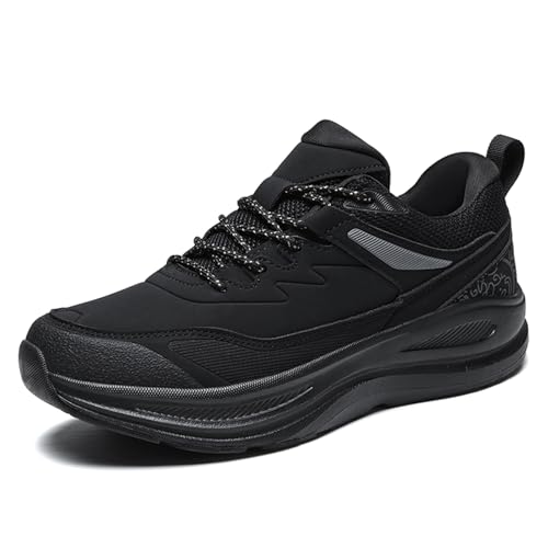 JiuQing Herren Chunky Wanderschuhe Leichte Low Rise Trail Running Camping Schuhe Für Outdoor Casual,Schwarz,46 EU von JiuQing