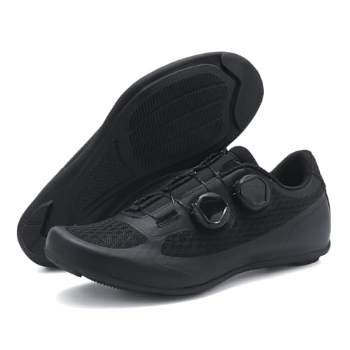JiuQing Herren-Fahrradschuhe rutschfest Leicht Rennradschuhe Ohne Verschluss Für Reisen Arbeit Freizeit,Schwarz,42 EU von JiuQing