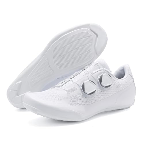 JiuQing Herren-Fahrradschuhe rutschfest Leicht Rennradschuhe Ohne Verschluss Für Reisen Arbeit Freizeit,White b,40 EU von JiuQing
