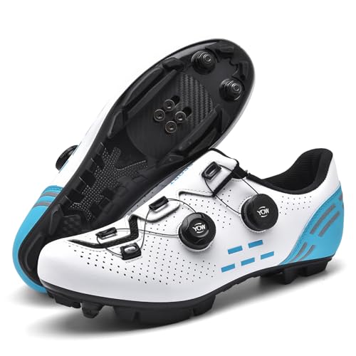 JiuQing Herren Mountainbike-Schuhe MTB-Fahrradschuhe Mit SPD-Stollen Outdoor-Fahrradschuhe,Blau,38 EU von JiuQing