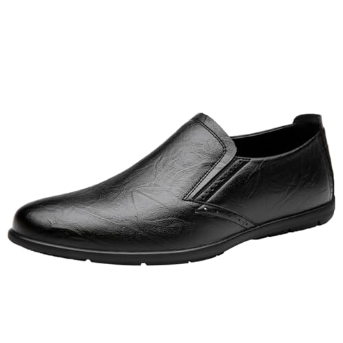 JiuQing Herren-Müßiggänger Legere Business-Formelle Schuhe Weiche Unterseite Wanderschuhe,Schwarz,40 EU von JiuQing