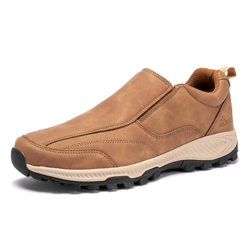 JiuQing Herren Slip-On Wanderschuhe Low Rise Trail Running Camping Sneakers Leichte Outdoor,Gelb,45 EU von JiuQing