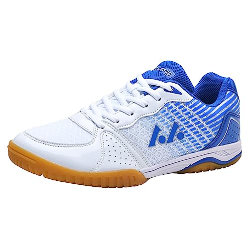 JiuQing Herren Tischtennis-Schuhe Pingpong-Badminton-Turnschuhe Weicher Boden Atmungsaktive Indoor-Fitness-Trainingsschuhe,Blau,43 EU von JiuQing