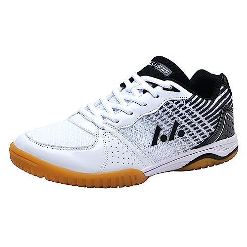 JiuQing Herren Tischtennis-Schuhe Pingpong-Badminton-Turnschuhe Weicher Boden Atmungsaktive Indoor-Fitness-Trainingsschuhe,Schwarz,42 EU von JiuQing