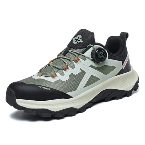 JiuQing Herren Wanderschuhe Mit Niedriger Leibhöhe Wasserdicht Leicht Für Trail- Und Rucksacktouren Camping,Grün,43 EU von JiuQing