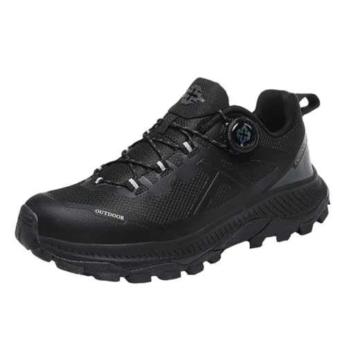 JiuQing Herren Wanderschuhe Mit Niedriger Leibhöhe Wasserdicht Leicht Für Trail- Und Rucksacktouren Camping,Schwarz,45 EU von JiuQing