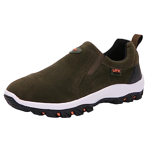 JiuQing Herren-Wanderschuhe Slip-On-Wanderschuhe Leichte Niedrige Lässige Reise-Sneaker,Grün,50 EU von JiuQing