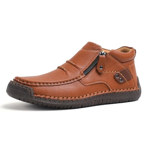 JiuQing Herren Wanderstiefel Slip-On Leder Outdoor Casual Sneakers Mit Reißverschluss Weiche Sohle,Braun,38 EU JiuQing Herren Wanderstiefel Slip-On Leder Outdoor Casual Sneakers Mit Reißverschluss Weiche Sohle,Braun,38 EU von JiuQing