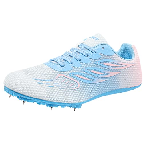 JiuQing Leichtathletik-Schuhe Für Herren Damen Spikes Professionelle Sprint-Schuhe Leichte Spring-Laufschuhe Für Jugendliche,Rosa,35 EU von JiuQing