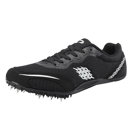 JiuQing Leichtathletik-Schuhe Für Herren Spikes Laufsportschuhe Jugend-Sprint-Sprung-Rennschuhe,Schwarz,44 EU von JiuQing