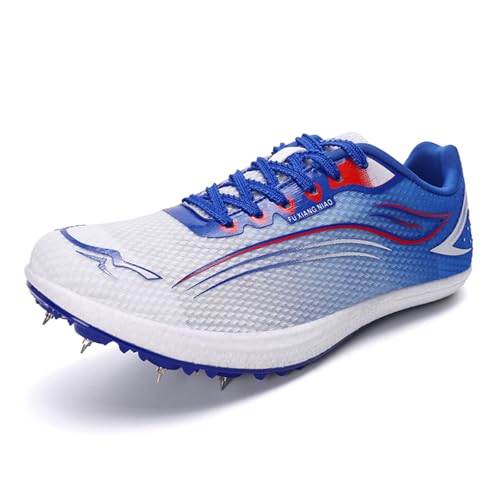 JiuQing Leichtathletik Schuhe Herren Damen 7 Spikes Laufschuhe Rennsport-Sneaker Leicht Bequem Springspikes Für Kinder,Blue b,42 EU von JiuQing