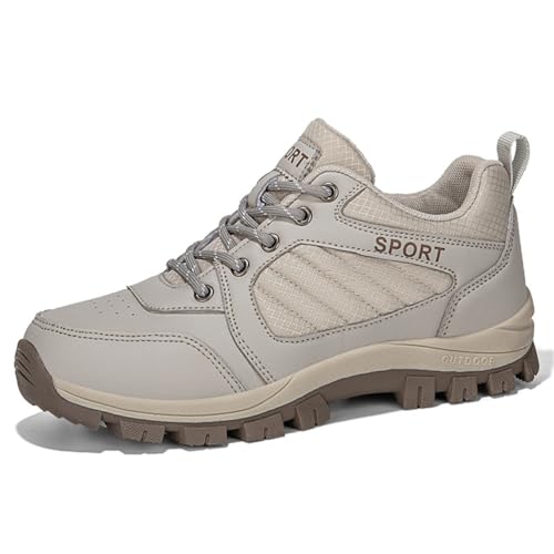 JiuQing Low Rise Wanderschuhe Herren Damen Leichte Trail Outdoor Walking Camping Sneakers,Beige,40 EU von JiuQing