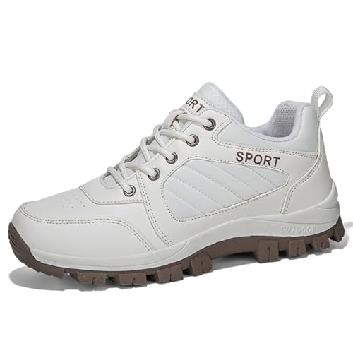 JiuQing Low Rise Wanderschuhe Herren Damen Leichte Trail Outdoor Walking Camping Sneakers,Weiß,37 EU von JiuQing