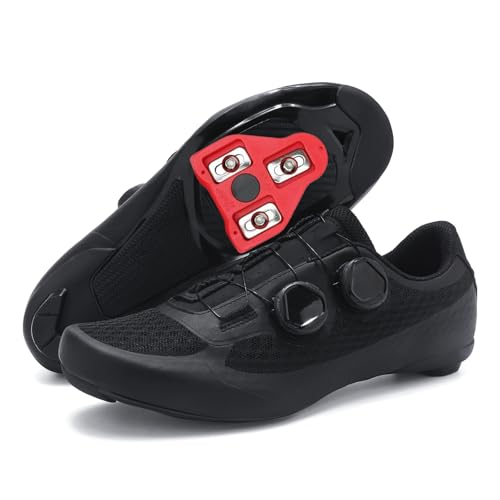 JiuQing Mesh-Fahrradschuhe Für Herren Damen Kompatibel Mit Peloton-Rennradschuhen Für Drinnen Und Draußen Mit Delta-Cleats,Schwarz,40 EU von JiuQing