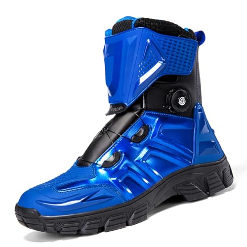 JiuQing Motorradstiefel Herren Damen wasserdichte Lederreitschuhe High Top Mit Knöchelstütze,Blau,41 EU JiuQing Motorradstiefel Herren Damen wasserdichte Lederreitschuhe High Top Mit Knöchelstütze,Blau,41 EU von JiuQing