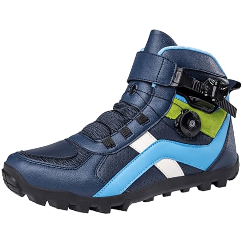 JiuQing Motorradstiefel Herren Motorradschuhe Leichte Wander-/Reise-/Straßen-Reitschuhe,Blau,43 EU von JiuQing
