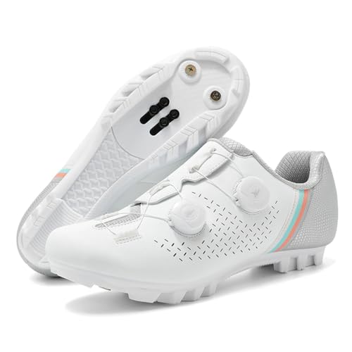 JiuQing Mountainbike-Schuhe Kompatibel Mit 2-Schrauben-SPD-Cleats Im Lieferumfang Enthalten Professionelle Unisex-MTB-Fahrradschuhe,Grau,43 EU von JiuQing