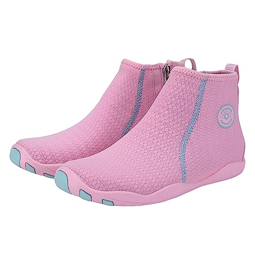 JiuQing Tauchschuhe Für Herren Und Damen Surfen Strand Wasserstiefel Reißverschluss Schnell Trocknend Hohe Fitness Barfußschuhe,Rosa,41 EU von JiuQing