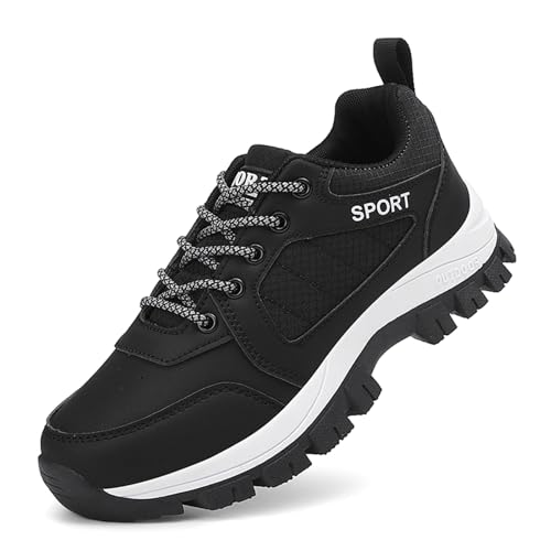 JiuQing Trekking Wanderschuhe Herren Damen Low Rise Leichte Wanderschuhe Für Outdoor,Schwarz,39 EU von JiuQing